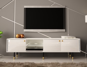 Biała szafka pod telewizor w stylu glamour Cristal 3