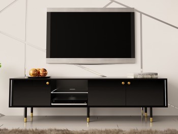 Czarna szafka pod telewizor w stylu glamour Cristal 3