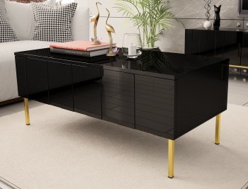 Czarny stolik kawowy na złotych nóżkach w stylu glamour Elegante 3
