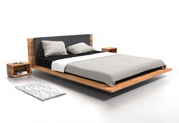 Lewitujące dębowe łóżko z zagłówkiem Kuzma