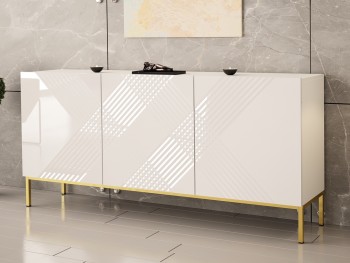 Komoda pokojowa w stylu glamour na złotych nóżkach Exito 2 biała