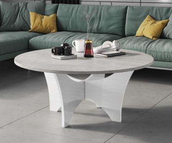 Okrągły stolik kawowy Adria 100 z blatem w imitacji betonu