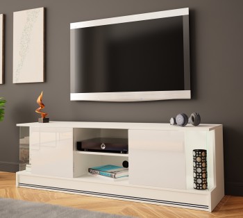 Biała szafka pod telewizor z oświetleniem Efecto 6