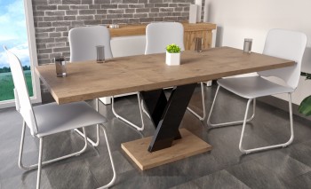 Rozkładany stół do jadalni w stylu industrialnym Oskar dąb lancelot