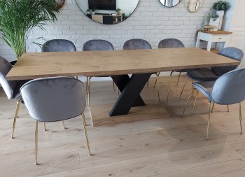 Industrialny stół z rozkładanym blatem Oskar Lux dąb lancelot