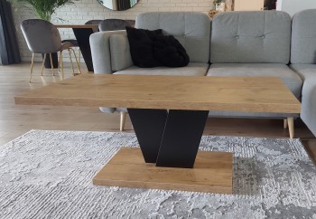 Stolik kawowy w stylu industrialnym Niko Mini dąb lancelot