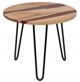 Loftowy stolik kawowy z żywicą Wood Exclusive na metalowych nogach
