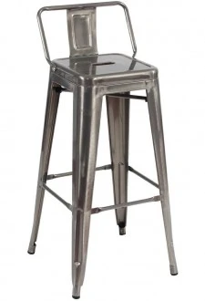 Metalowy hoker loftowy z oparciem Tower Back 66 metaliczny