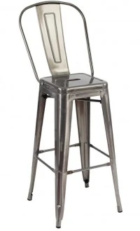Metalowy hoker z oparciem Tower Big Back 66 metaliczny