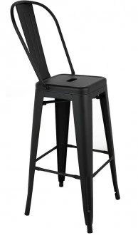 Metalowy hoker z oparciem Tower Big Back 66 czarny