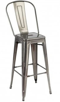 Loftowy hoker z oparciem Tower Big Back 76 metaliczny
