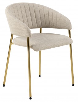 Krzesło do jadalni glamour na złotych nogach Ann beżowe