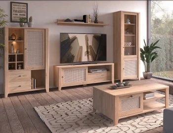 Zestaw mebli do salonu Parilla 2 z frontami w imitacji rattanu