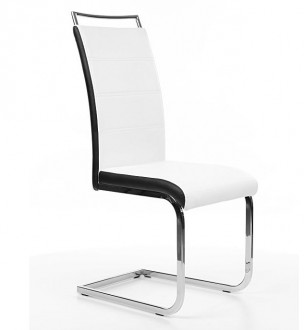 Krzesło z uchwytem na płozach H441 ekoskóra biały/czarny