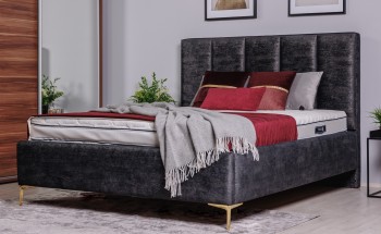 Łóżko sypialniane w stylu glamour z pojemnikiem na pościel Gaja