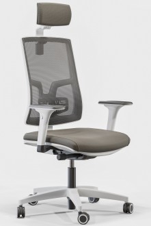 Ergonomiczne krzesło biurowe z oparciem z siatki Skill Net White