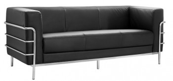 Trzyosobowa sofa tapicerowana czarną ekoskórą Armo