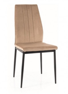 Aksamitne krzesło Atom Velvet z pionowymi przeszyciami na oparciu