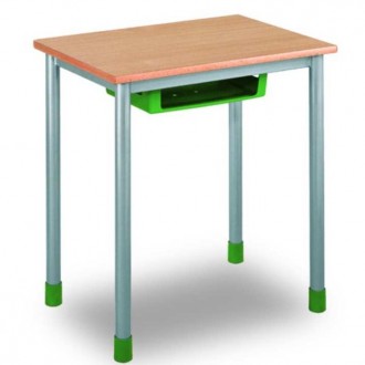 Jednoosobowy stolik szkolny z półką i bukowym blatem 1143