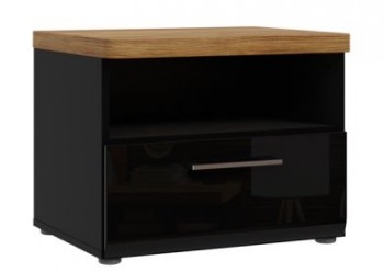 Czarna szafka nocna z frontem w połysku Tuluza Black 012