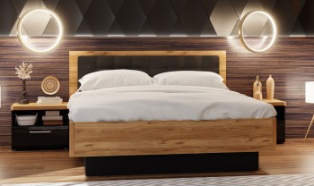 Łóżko sypialniane z tapicerowaną wstawką Tuluza Black 160x200 cm