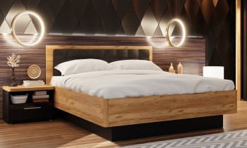 Łóżko z tapicerowanym zagłówkiem Tuluza Black 140x200 cm