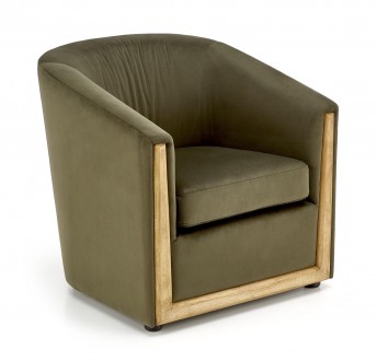 Wygodny fotel wypoczynkowy Enrico z drewnianymi detalami