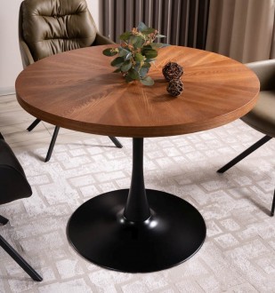 Okrągły stół Amadeo z orzechowym blatem