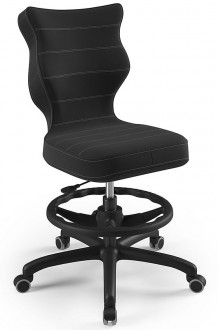 Obrotowe krzesło dla nastolatka Petit Black rozmiar 6 (159-188 cm) z podnóżkiem