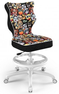 Ergonomiczne krzesło do biurka Petit White rozmiar 6 (159-188 cm) z podnóżkiem i wzorami