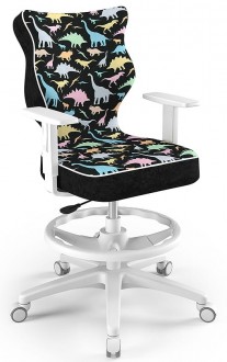 Obrotowe krzesło do biurka Duo White rozmiar 5 (146-176,5 cm) z wzorami i podnóżkiem