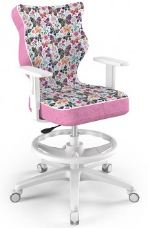 Obrotowe krzesło do biurka Duo White rozmiar 6 (159-188 cm) z wzorami i podnóżkiem