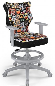 Obrotowe krzesło dla młodzieży Duo Grey rozmiar 5 (146-176,5 cm) wzory i podnóżek