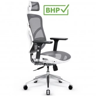 Fotel biurowy Diablo V-Basic, zgodny z normą BHP, kolor biało-szary