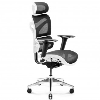 Krzesło biurowe z dzielonym oparciem Diablo V-Commander biało-czarny