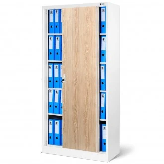 Przesuwna szafa biurowa Eco Design Kuba 90x40x185 cm biały/dąb sonoma
