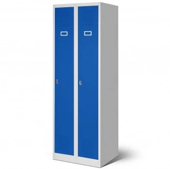 Dwudrzwiowa szafa BHP wąska 60x50x180 cm Kacper 2 szary/niebieski