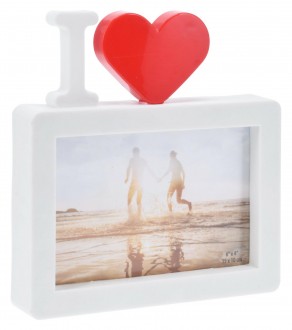 Biała ramka stojąca na zdjęcia I Love