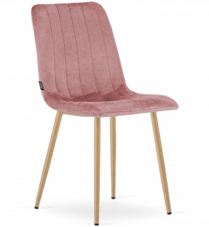 Krzesło jadalniane na metalowych nogach w odcieniu drewna Lava aksamit