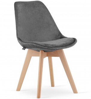 Krzesło z drewnianymi nogami i poduszką Nori aksamit