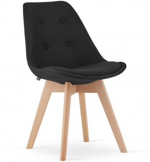 Krzesło z drewnianymi nogami i guzikami Nori materiał