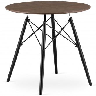 Loftowy stół z blatem w dekorze drewna Todi 80 cm czarne nogi