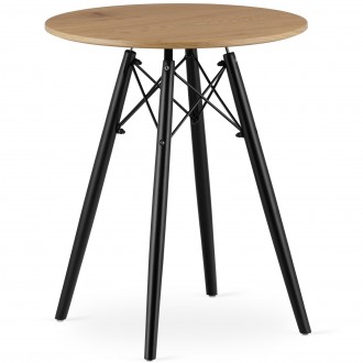 Loftowy stół z blatem w dekorze drewna Todi 60 cm czarne nogi