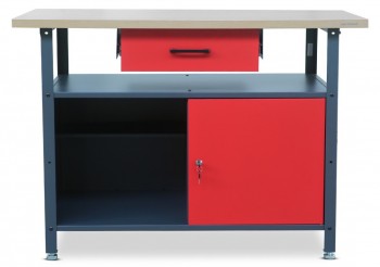 Stół warsztatowy z szafką i szufladą Eric antracytowo-czerwony