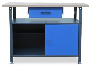 Stół warsztatowy z szafką i szufladą Eric antracytowo-niebieski