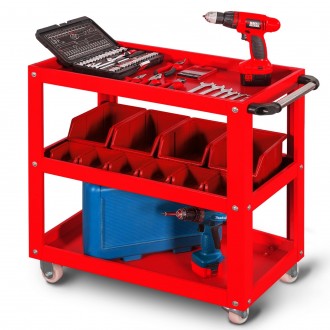 Metalowy wózek narzędziowy do warsztatu Hugo 70x40x81,6 cm czerwony