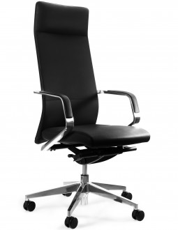 Elegancki fotel biurowy z czarnej ekoskóry Trent