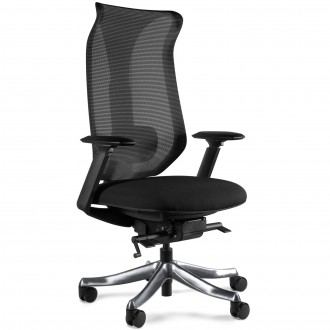 Czarny fotel biurowy z regulowanymi podłokietnikami 3D Focus siatka/tkanina