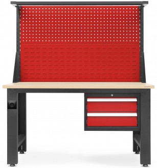 Stół warsztatowy z tablicą perforowaną Logan 150x75x170 cm antracyt/czerwony