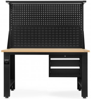 Stół warsztatowy z tablicą perforowaną Logan 150x75x170 cm czarny